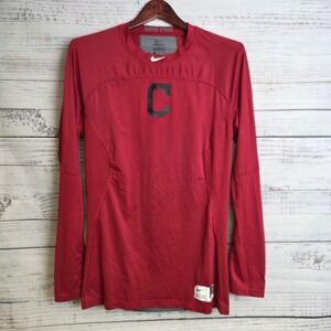 Nike Pro Hypercool Fitted Compression Cleveland Indians Warmup‎ T Shirt XL Red